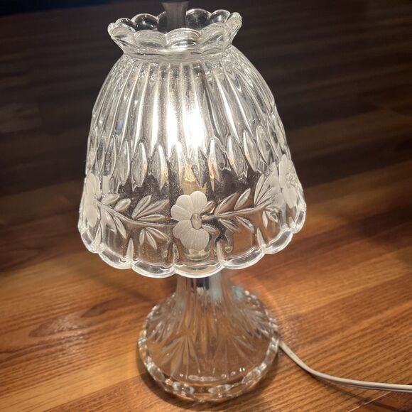 Vintage Princess House Crystal Boudoir Lamp w/Shade, 10.5" High, Brass - Picture 1 of 6